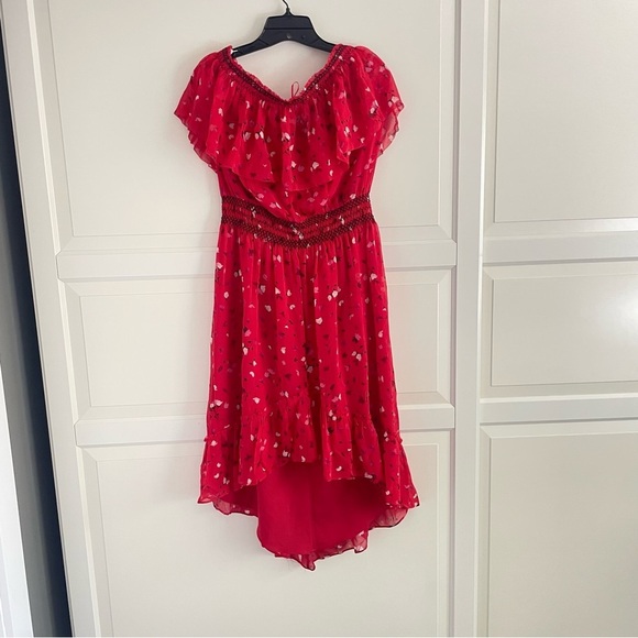 Joie Hafsa Fiesta one shoulder red midi dress 26565 - Picture 2 of 11